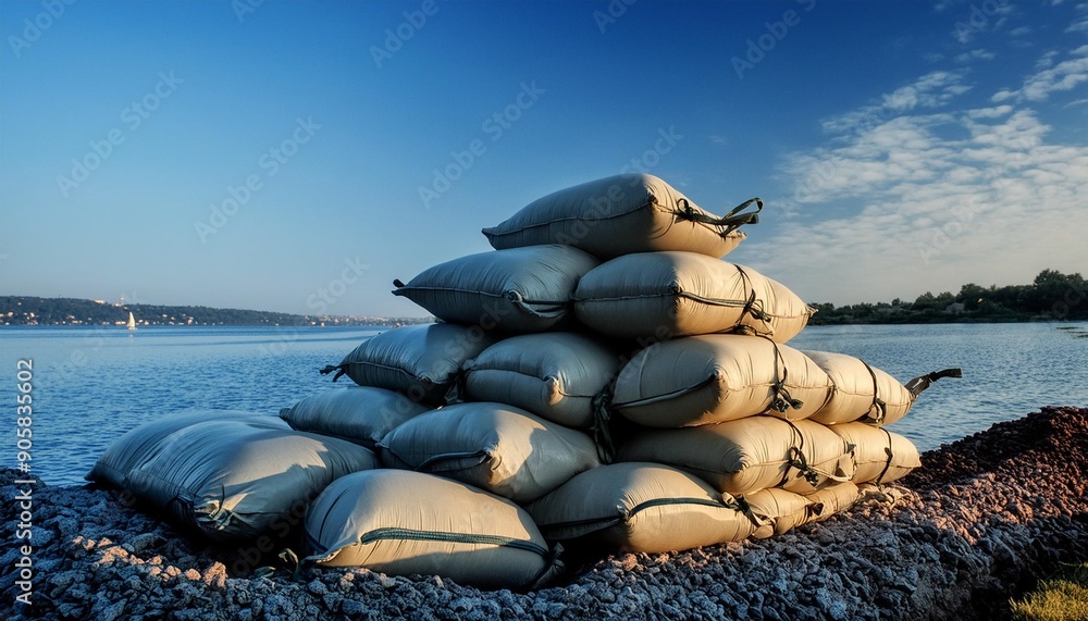 stack of sandbags for flood protection stack of sandbags for flood protection