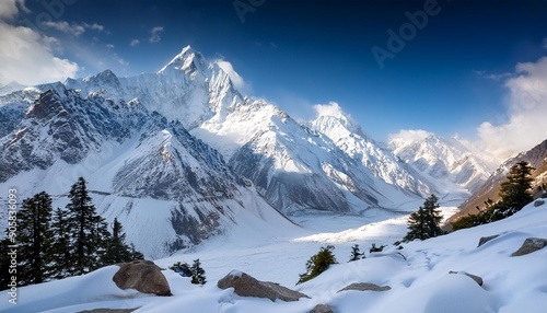 beautiful snow covered mountains landscape kashmir state india