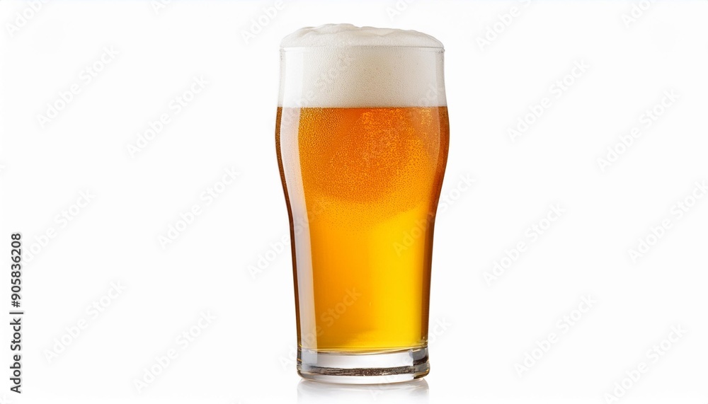 glass of cold beer with foam bubbles in drink isolated on white background glass of cold beer with foam bubbles in drink isolated on white background