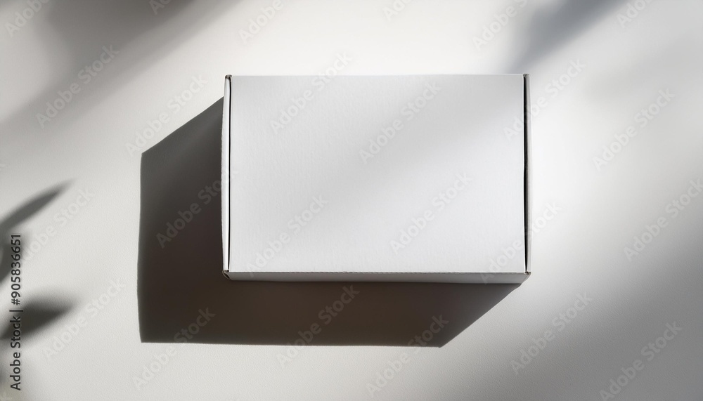 white paper box mockup in sunlight with shadow on white background white paper box mockup in sunlight with shadow on white background