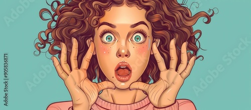 Young beautiful girl with curly hair wearing casual sweater doing ok gesture shocked with surprised face eye looking through fingers Unbelieving expression