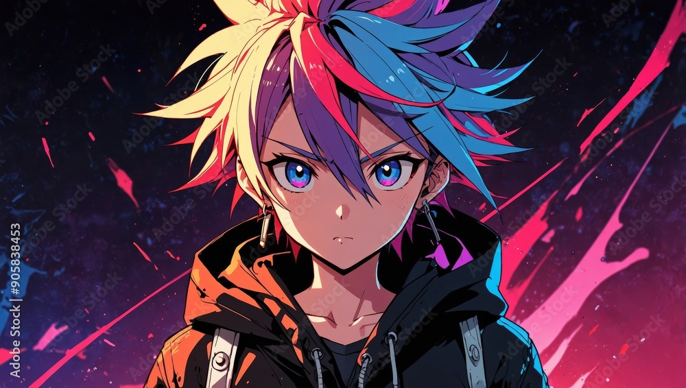 Anime picture of a teenage boy with a keen eye Anime picture of a teenage boy with a keen eye