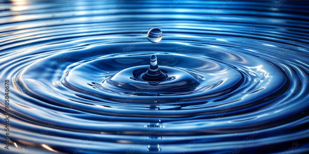 Water drop splashing in blue liquid Water drop splashing in blue liquid