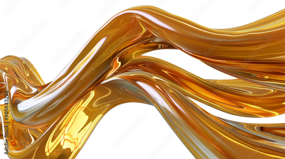 Elegant 3D gold dynamic wave shape on transparent background Elegant 3D gold dynamic wave shape on transparent background