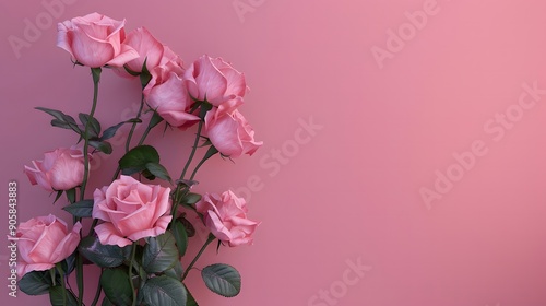 Pink Roses on Elegant Valentine’s Day Banner