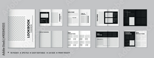 Fashion photobook portfolio or 16 pages brochure template design