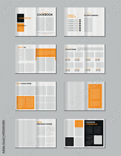 Fashion photobook portfolio or 16 pages brochure template design