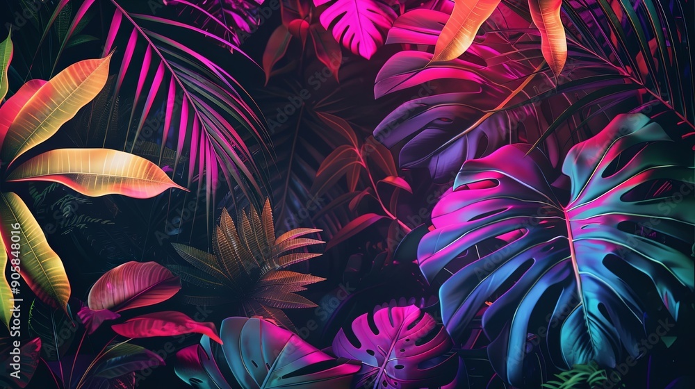 Neon Tropical Leaves Neon Tropical Leaves