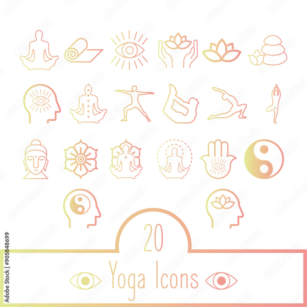 Set of Yoga Icons Vector Set of Yoga Icons Vector
