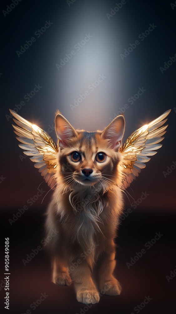 Obraz premium fantastic cat wing cute kitten spirituality flying