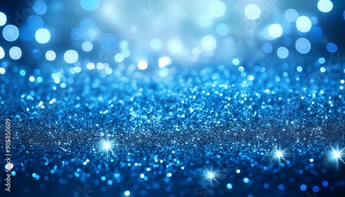 blue glitter with light effects and bokeh effect