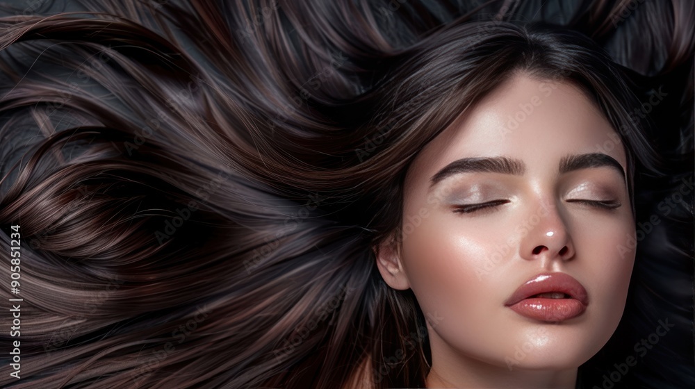 Portrait of a beautiful woman's hairstyle, with beautiful make-up Portrait of a beautiful woman's hairstyle, with beautiful make-up