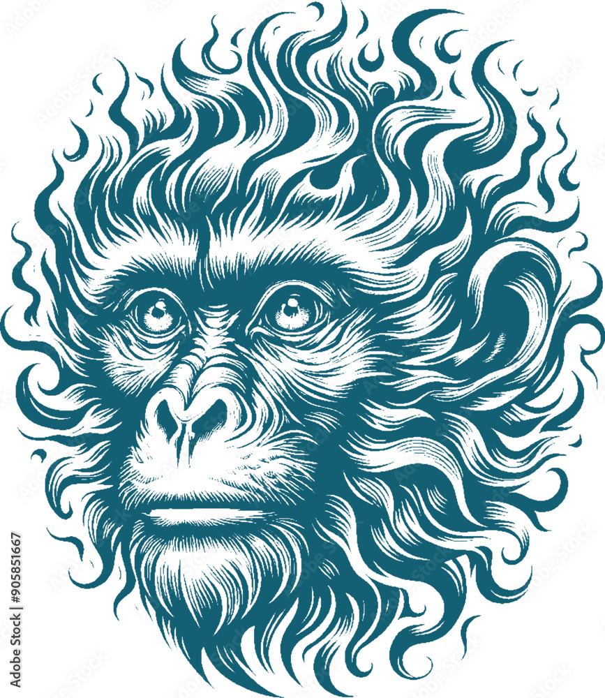 Fototapeta premium monkey tattoo vector