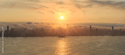Skyline in Sunset of Balneário Camboriú City 