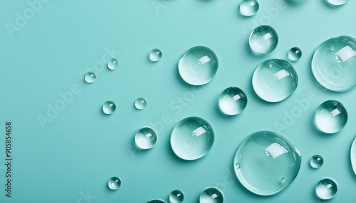 top view of liquid cosmetics gel with bubbly structure on pastel cyan background large banner