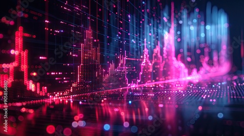 Wallpaper Mural A red and black graph with a red line that is going down. Torontodigital.ca