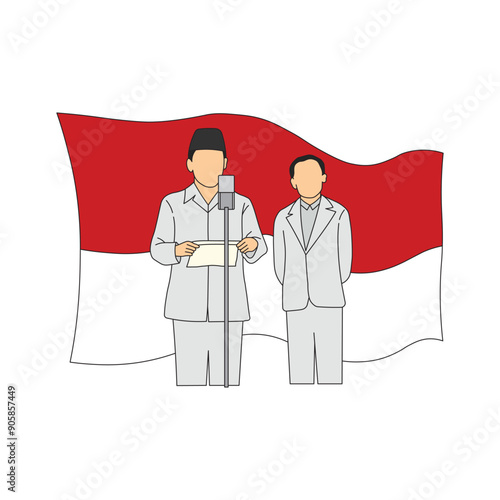 The Proclamation of Indonesian Independence by Sukarno Isolated on White photo