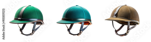 Jockey Helmet for Equestrian Athlete on Transparent Background. Perfect for Sports Marketing
 photo