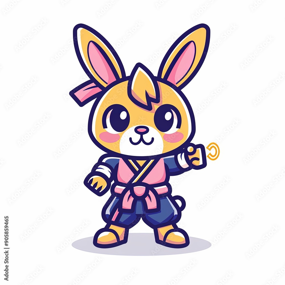 Cute Bunny Ninja Cartoon Character Illustration Cute Bunny Ninja Cartoon Character Illustration