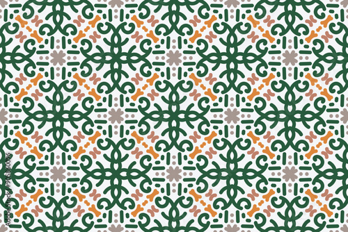 green and yellow luxury vector seamless pattern. Ornament, Traditional, Ethnic, Arabic, Turkish, Indian motifs. Great for fabric and textile, wallpaper, packaging design or any desired idea.