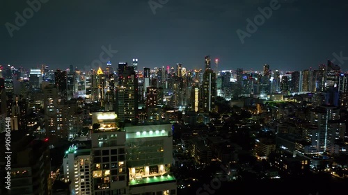 Wallpaper Mural Amazing night scene of illuminated downtown skyscrapers. Modern urban town business buildings and skyscrapers.  Torontodigital.ca