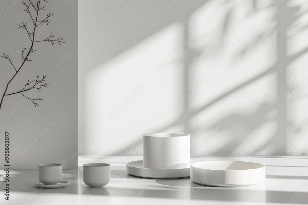 Modern product display with a minimalist aesthetic and soft shadows Modern product display with a minimalist aesthetic and soft shadows