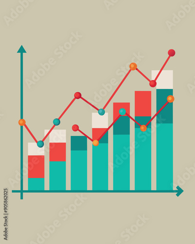 A ter plot of market data points slowly moving upwards indicating the slow but steady rebound of the economy.. Vector illustration