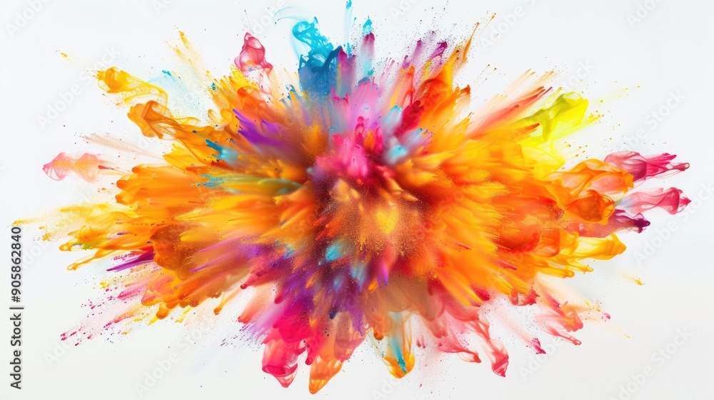Explosion of bright colors on a clean white background, vibrant contrast Explosion of bright colors on a clean white background, vibrant contrast