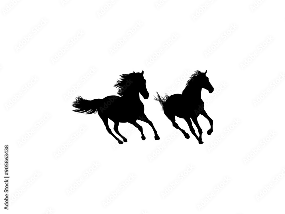 Pair Horse Silhouette, flat style, can use for Logo Gram, Art Illustration, Emblem, Pictogram, Apps, Website or Graphic Design Element. Vector Illustration Pair Horse Silhouette, flat style, can use for Logo Gram, Art Illustration, Emblem, Pictogram, Apps, Website or Graphic Design Element. Vector Illustration