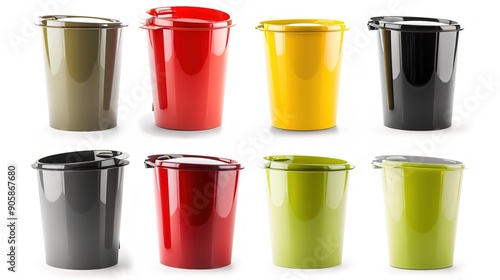 Wallpaper Mural Two Modern Indoor Garbage Bins in Different Colors Isolated on White Background Torontodigital.ca