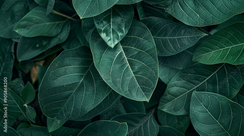 Close-up of Green Leaves with Intricate Veins Close-up of Green Leaves with Intricate Veins