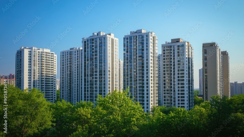 view of modern high rise real estate residential buildings nature view of modern high rise real estate residential buildings nature