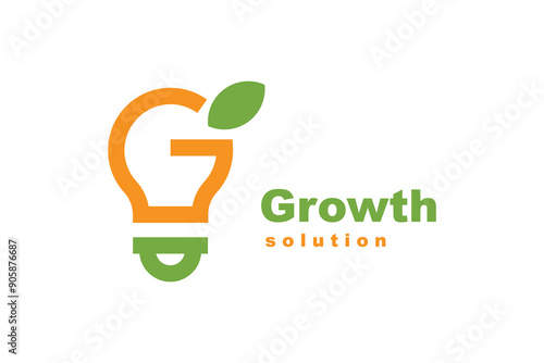 letter g logo with bulb shape. Eco green or growth solution concept