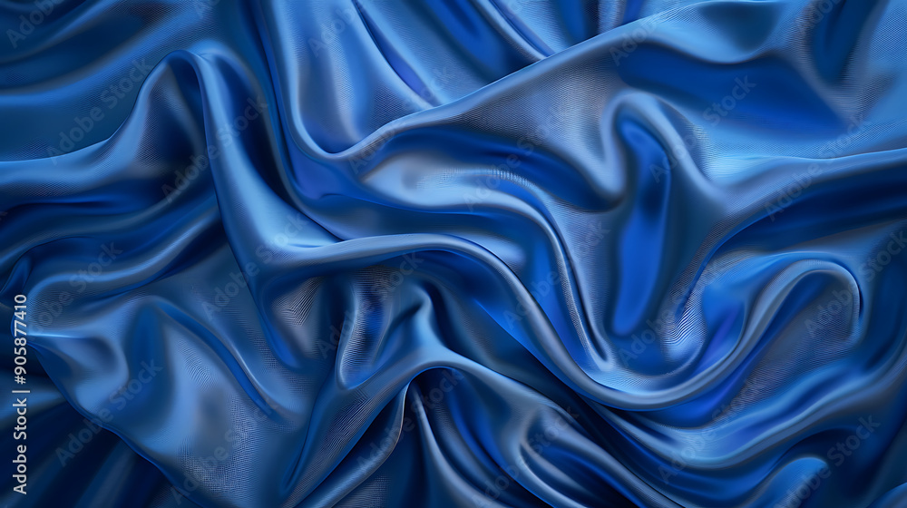 Obraz premium Blue silk background realistic top view