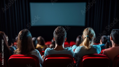 people watch a movie at the cinema, backside of people