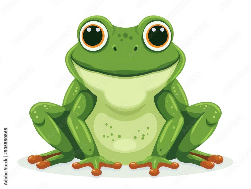Obraz premium Cute and Playful Cartoon Style of a Green Frog Graphic Suitable for Children s Books Prints Nursery Decor and Other Kid Friendly Designs