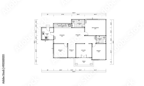 Floor Plan 1 Story House 10 x 15 m