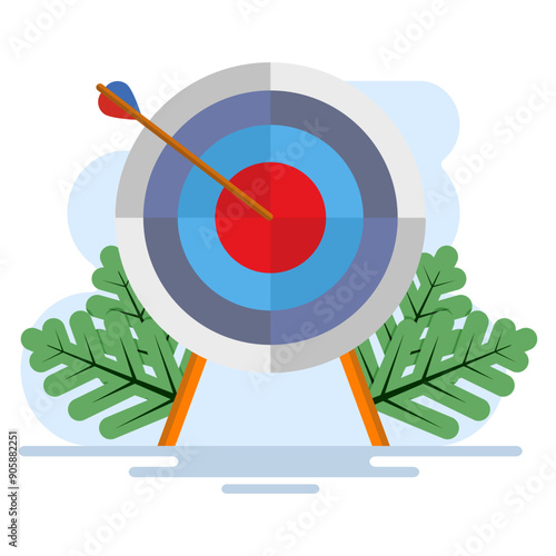 goal concept, marketing business money income goal idea, strategy achievement, success targeting audience modern image design. successfully targeted its audience. Vector cartoon illustration.