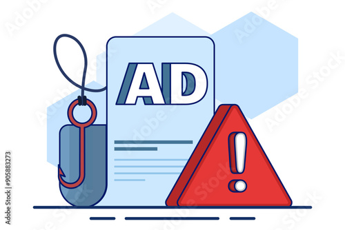Advertising fraud concept. Ad click fraud, Impression fraud, online fraud with fraudulent activities, loss of Advertising ROI. fake traffic bots in digital marketing ad networks. flat vector.