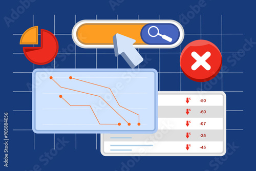 The concept of SEO errors, errors in website search optimization that have a negative impact on search engine rankings, keyword stuffing, duplicate content, missing SEO meta tags, or broken links.