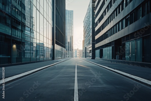 Empty road next to a modern building exterior © Geber86