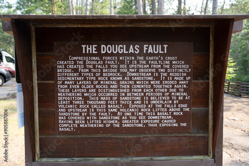 Descriptive sign of the Douglas Fault located in the Amnicon State Park