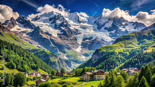 Summer view of Monte Rosa in Gressoney La Trinite, Aosta Valley, Italy, Summer, Monte Rosa photo