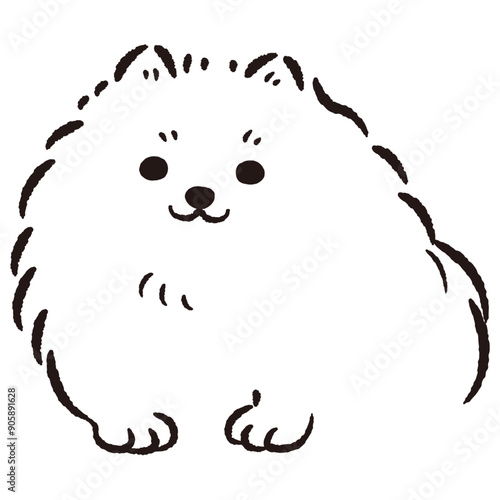 ひょこっと覗いている犬の手描きイラスト