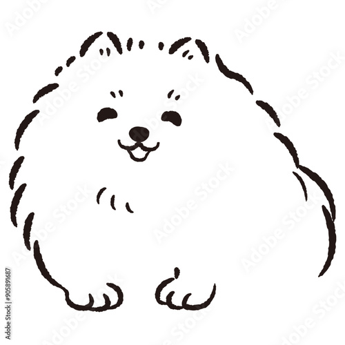 ひょこっと覗いている犬の手描きイラスト