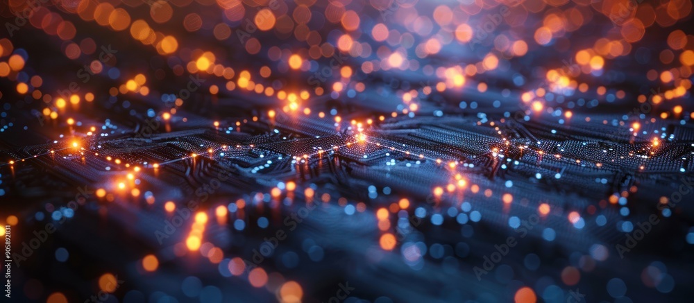 Abstract Circuitry with Glowing Lights