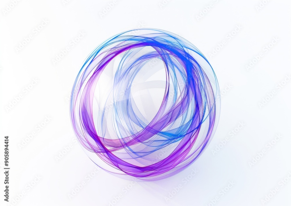 Abstract Spherical Light Trails in Blue and Purple Abstract Spherical Light Trails in Blue and Purple