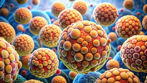 Close-up view of adipocytes, lipocytes, and fat cells composing adipose tissue, adipose tissue, cells, close-up