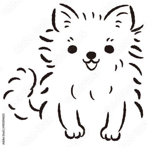 ひょこっと覗いている犬の手描きイラスト