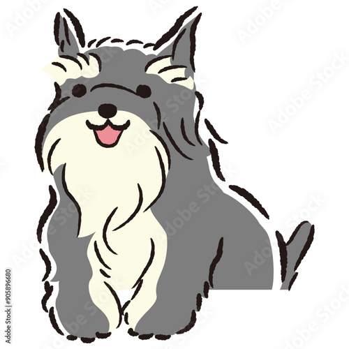 ひょこっと覗いている犬の手描きイラスト